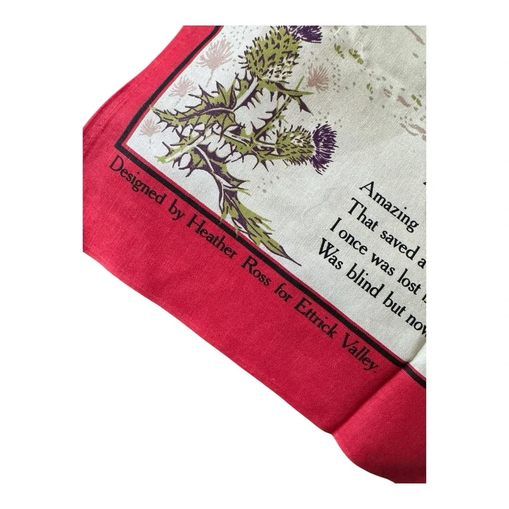 Amazing Grace Scotland Tea Towel Bagpiper Heather Ross Etrick Valley Cotton
